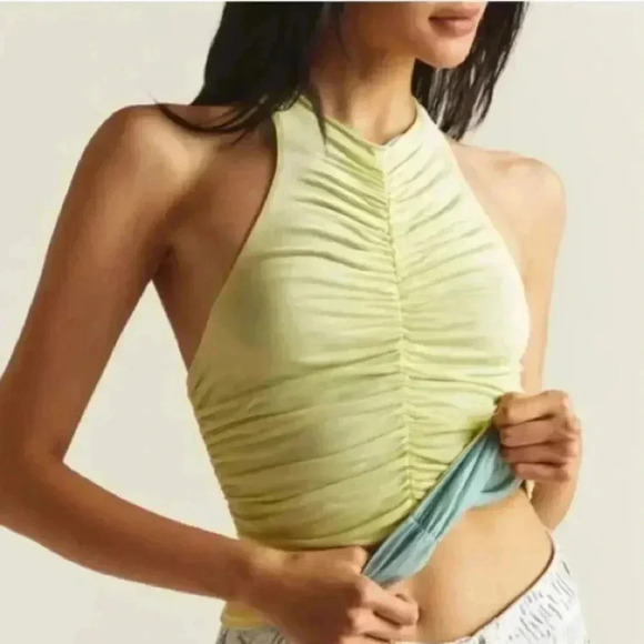 Anthropologie Pilcro Reversible Ruched Light Sky Blue Sleeveless Tank Top S - Picture 1 of 7